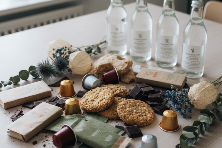 Plateau de bienvenue gourmand | Assortiment café Nespresso thé biscuits | Airbnb